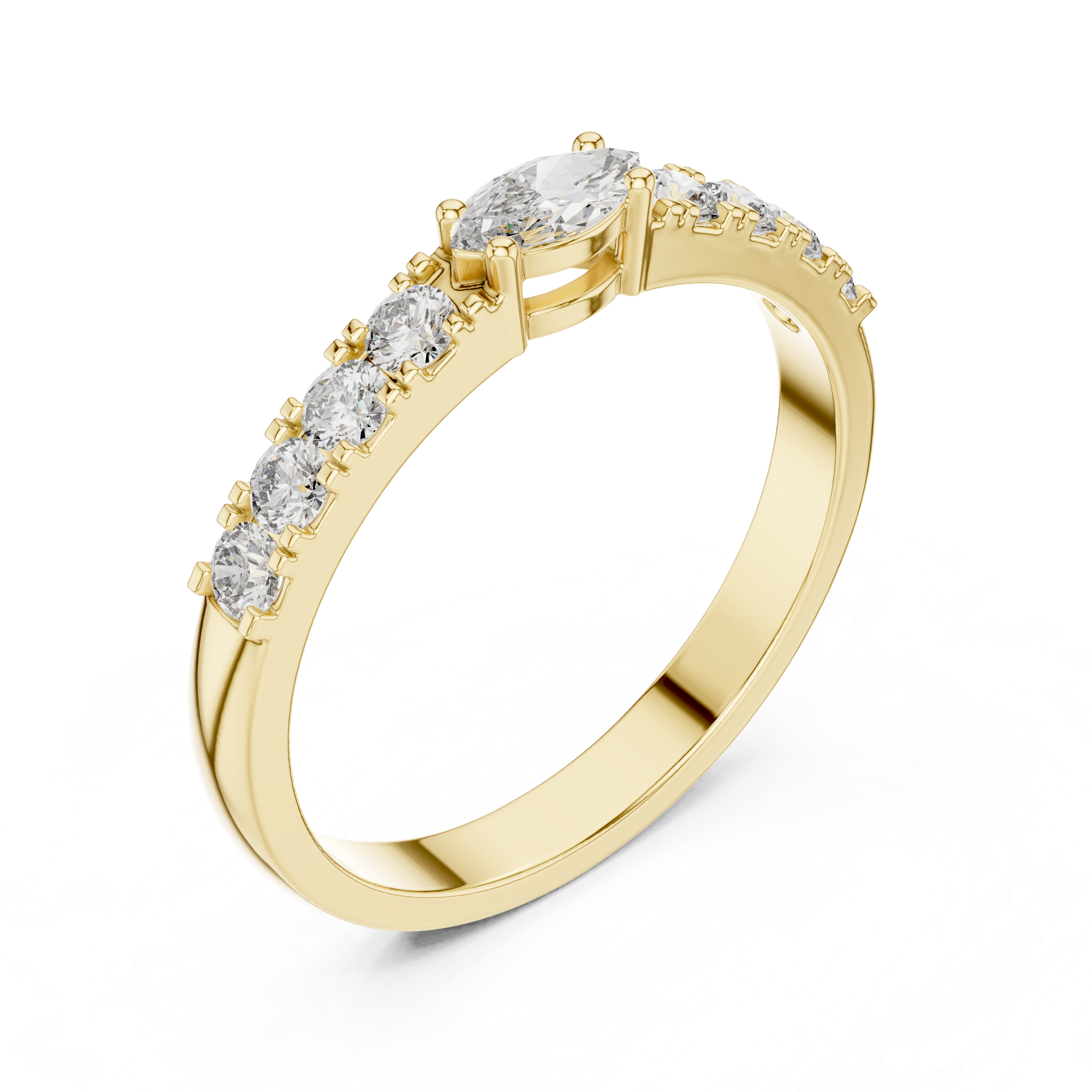 0.38 CT Marquise Cut Diamond Solitaire Ring with Side Diamonds
