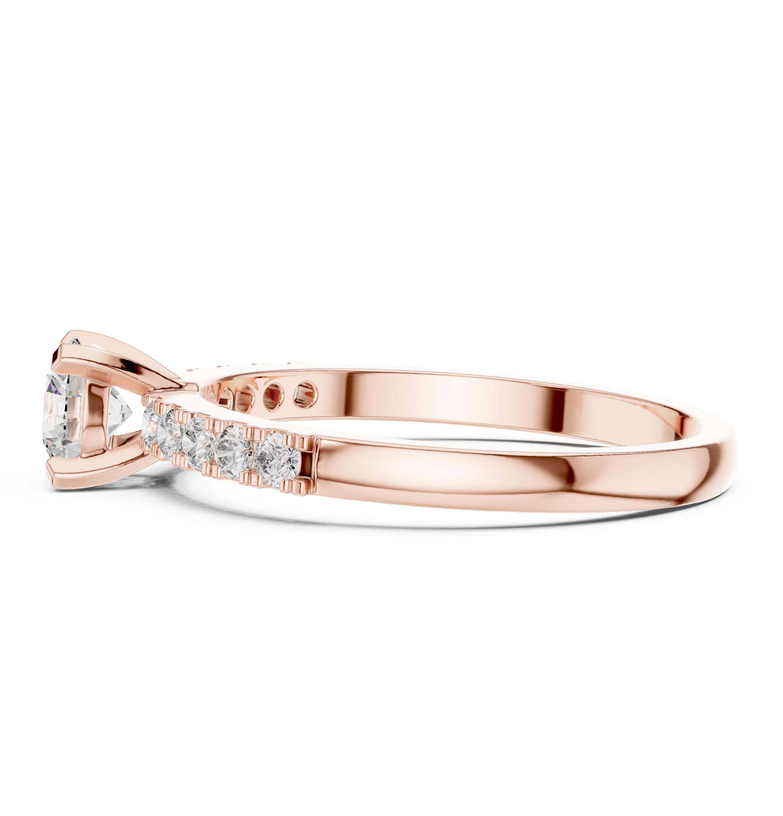 0.55 CT Round Brilliant Diamond Solitaire Engagement Ring with Pavé Band