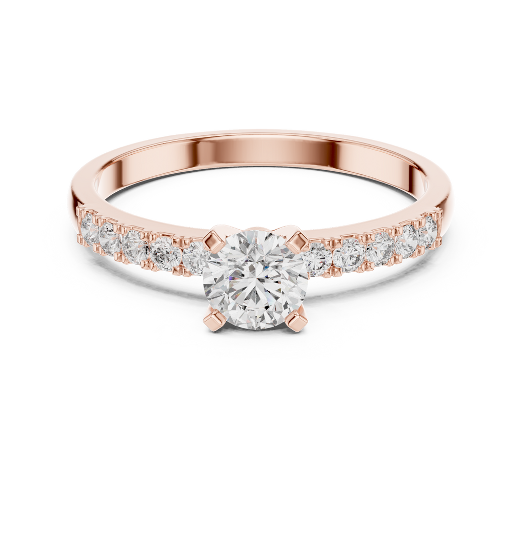 0.55 CT Round Brilliant Diamond Solitaire Engagement Ring with Pavé Band