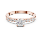 0.55 CT Round Brilliant Diamond Solitaire Engagement Ring with Pavé Band