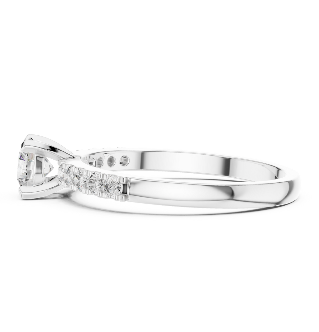 0.55 CT Round Brilliant Diamond Solitaire Engagement Ring with Pavé Band