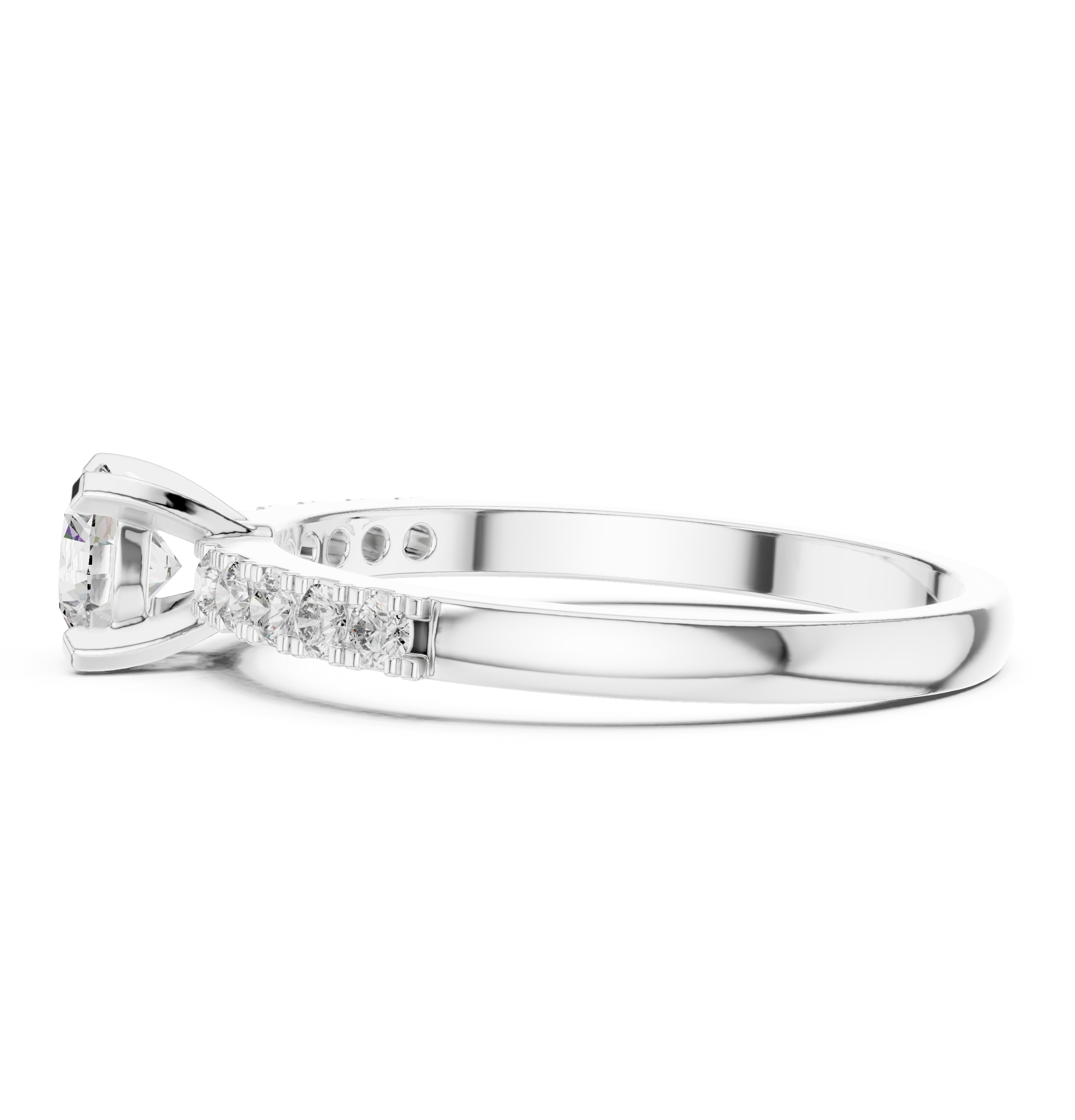 0.55 CT Round Brilliant Diamond Solitaire Engagement Ring with Pavé Band