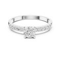 0.55 CT Round Brilliant Diamond Solitaire Engagement Ring with Pavé Band