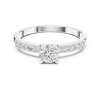 0.55 CT Round Brilliant Diamond Solitaire Engagement Ring with Pavé Band