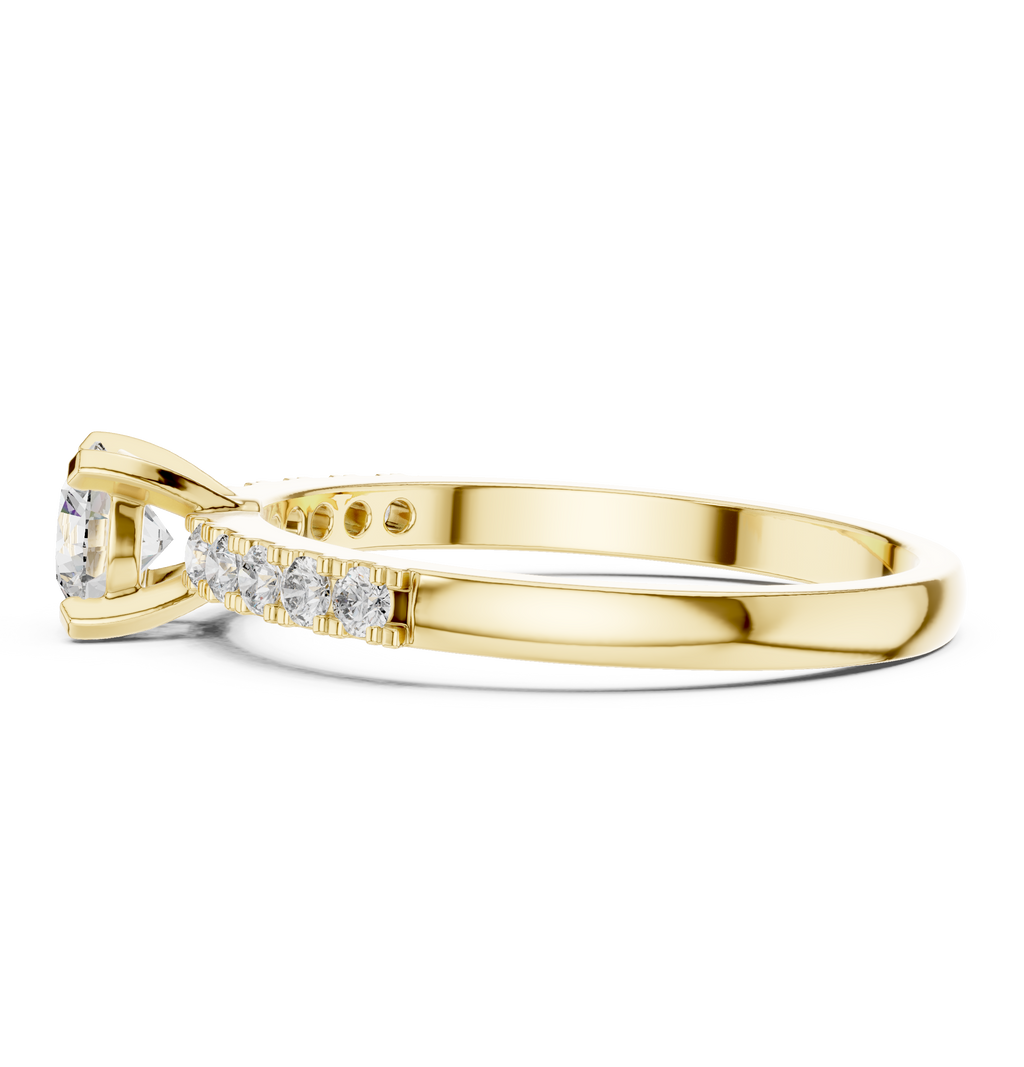 0.55 CT Round Brilliant Diamond Solitaire Engagement Ring with Pavé Band