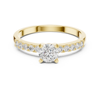 0.55 CT Round Brilliant Diamond Solitaire Engagement Ring with Pavé Band