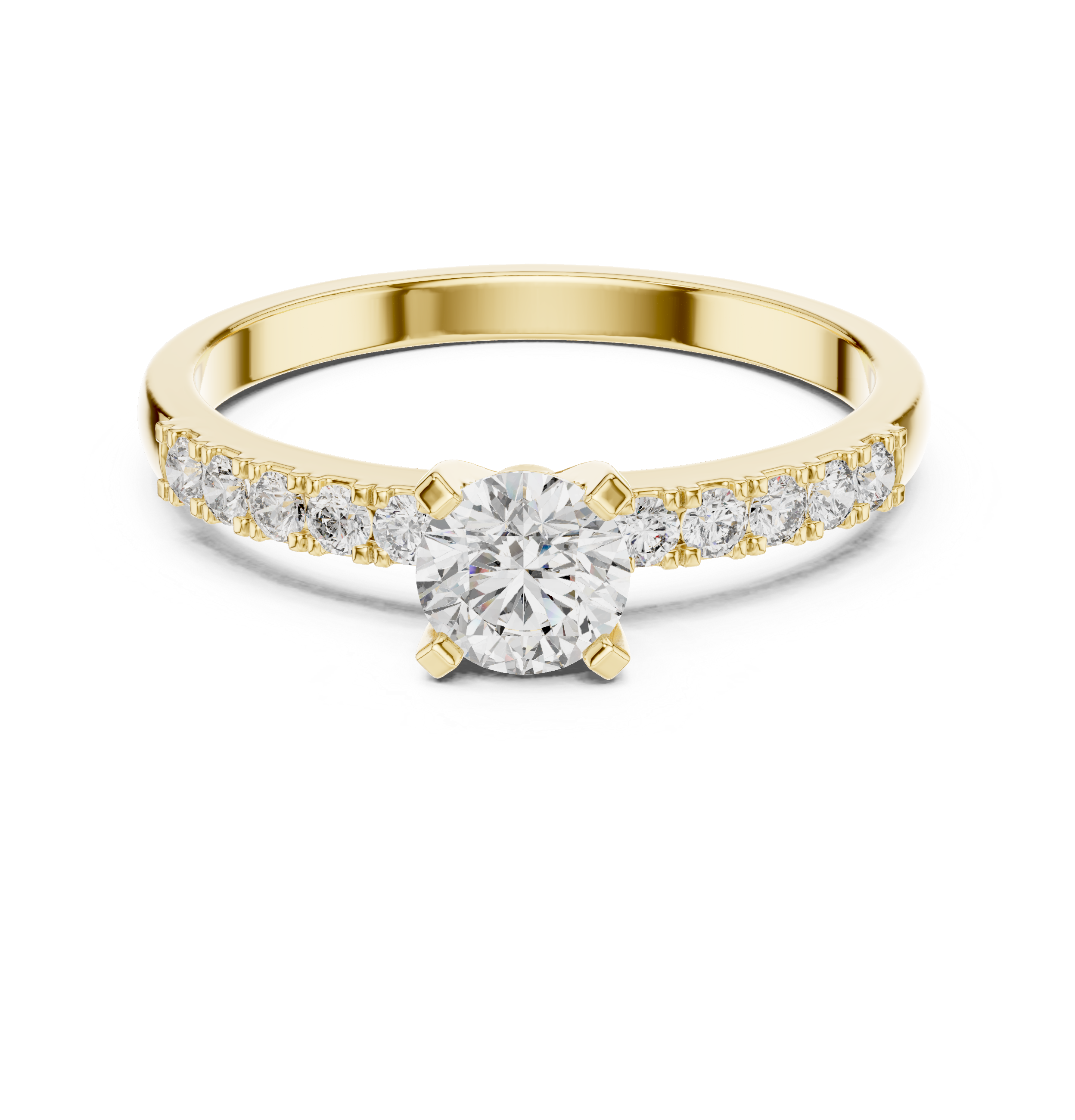 0.55 CT Round Brilliant Diamond Solitaire Engagement Ring with Pavé Band