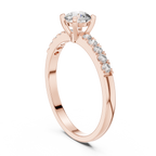 0.55 CT Round Brilliant Diamond Solitaire Engagement Ring with Pavé Band