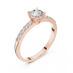 0.55 CT Round Brilliant Diamond Solitaire Engagement Ring with Pavé Band