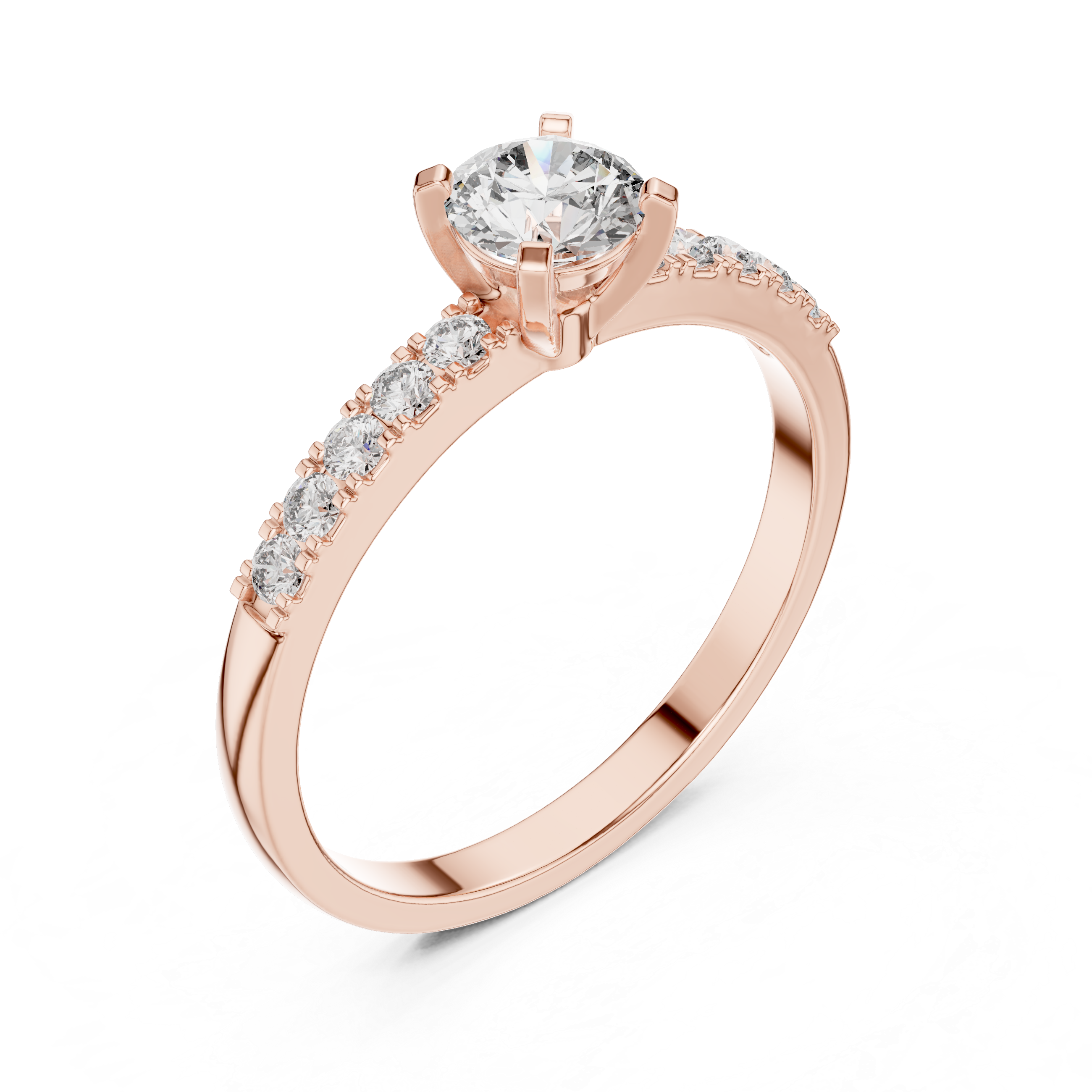 0.55 CT Round Brilliant Diamond Solitaire Engagement Ring with Pavé Band