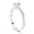 0.55 CT Round Brilliant Diamond Solitaire Engagement Ring with Pavé Band