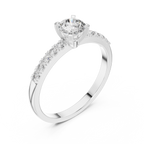 0.55 CT Round Brilliant Diamond Solitaire Engagement Ring with Pavé Band