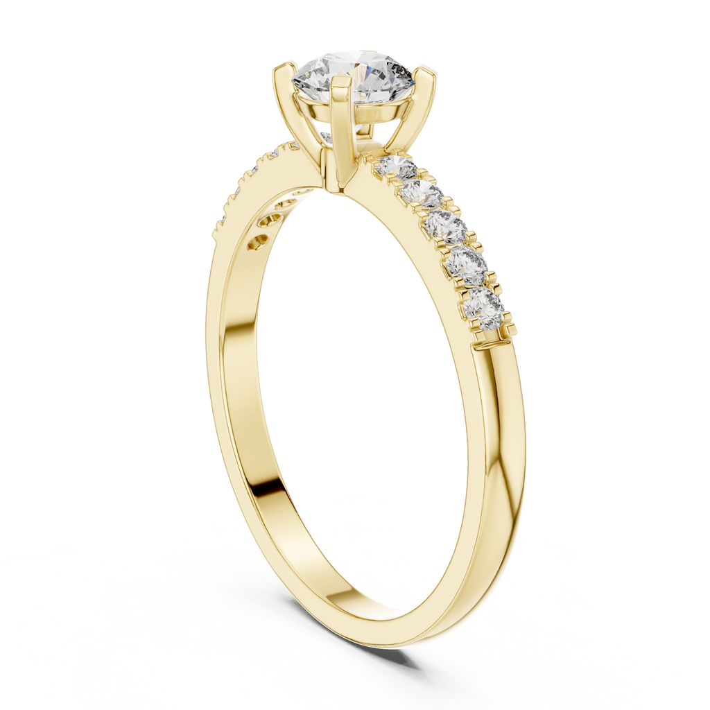 0.55 CT Round Brilliant Diamond Solitaire Engagement Ring with Pavé Band