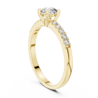 0.55 CT Round Brilliant Diamond Solitaire Engagement Ring with Pavé Band