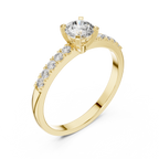 0.55 CT Round Brilliant Diamond Solitaire Engagement Ring with Pavé Band