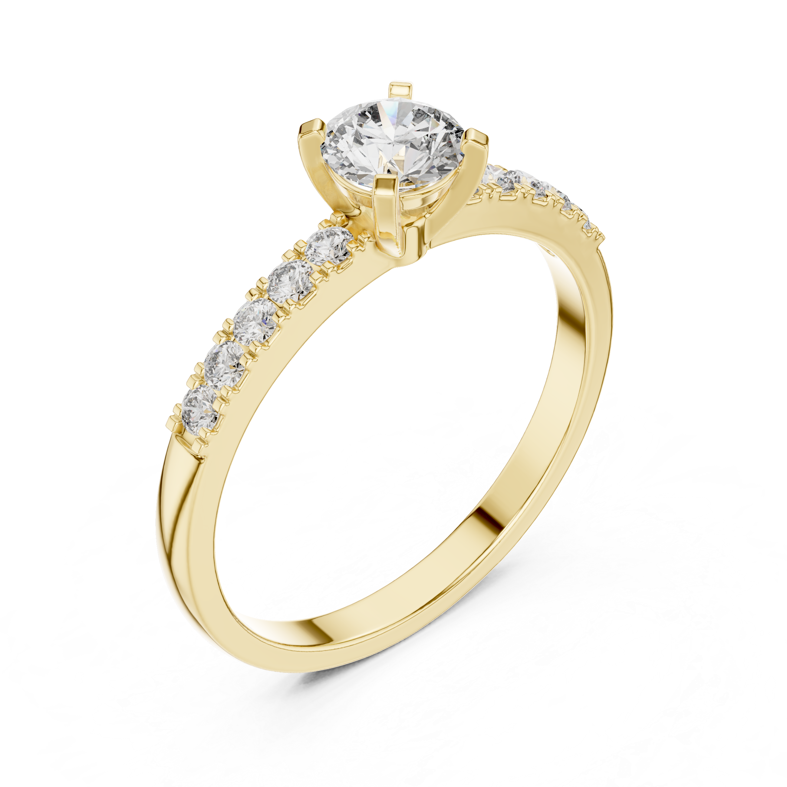 0.55 CT Round Brilliant Diamond Solitaire Engagement Ring with Pavé Band