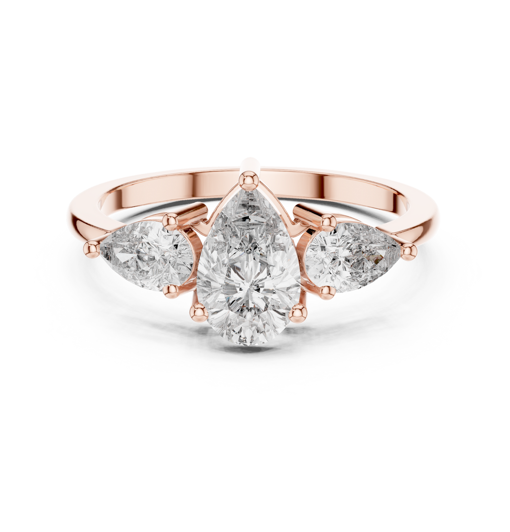 1.24 CT Pear Cut Diamond Three Stone Engagement Ring