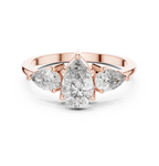 1.24 CT Pear Cut Diamond Three Stone Engagement Ring