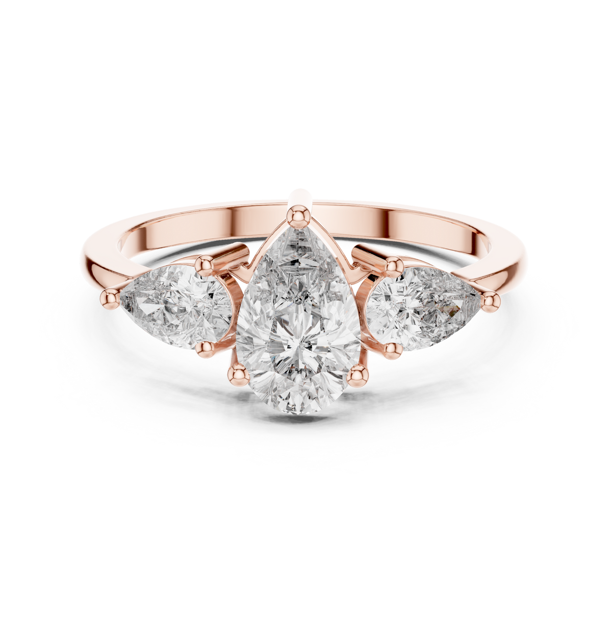 1.24 ct Pear Cut Diamond Three Stone Engagement Ring – view 5 of 12, lab grown diamond ring | Jewelix Atelier