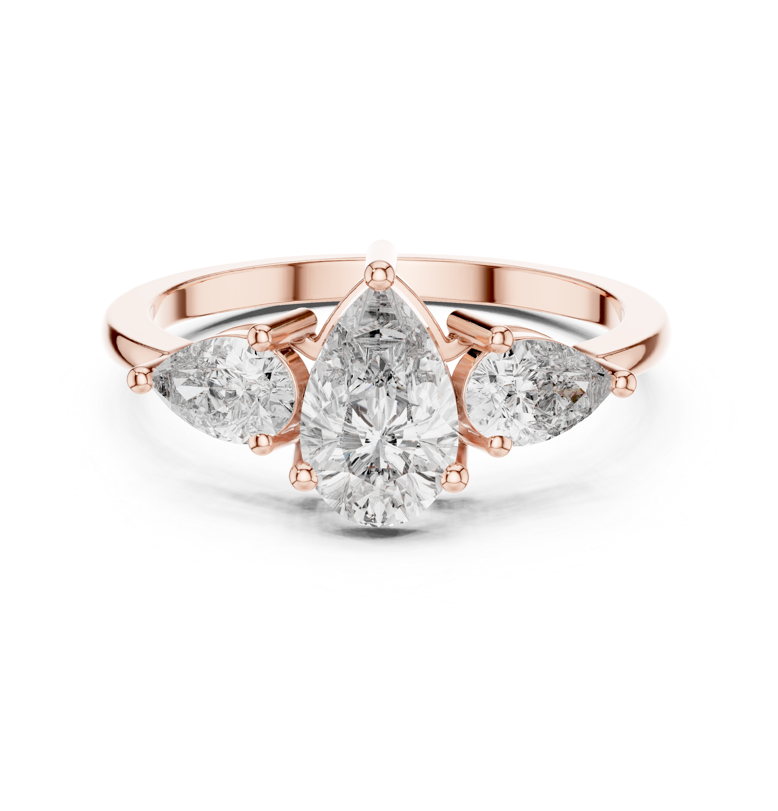 1.24 CT Pear Cut Diamond Three Stone Engagement Ring