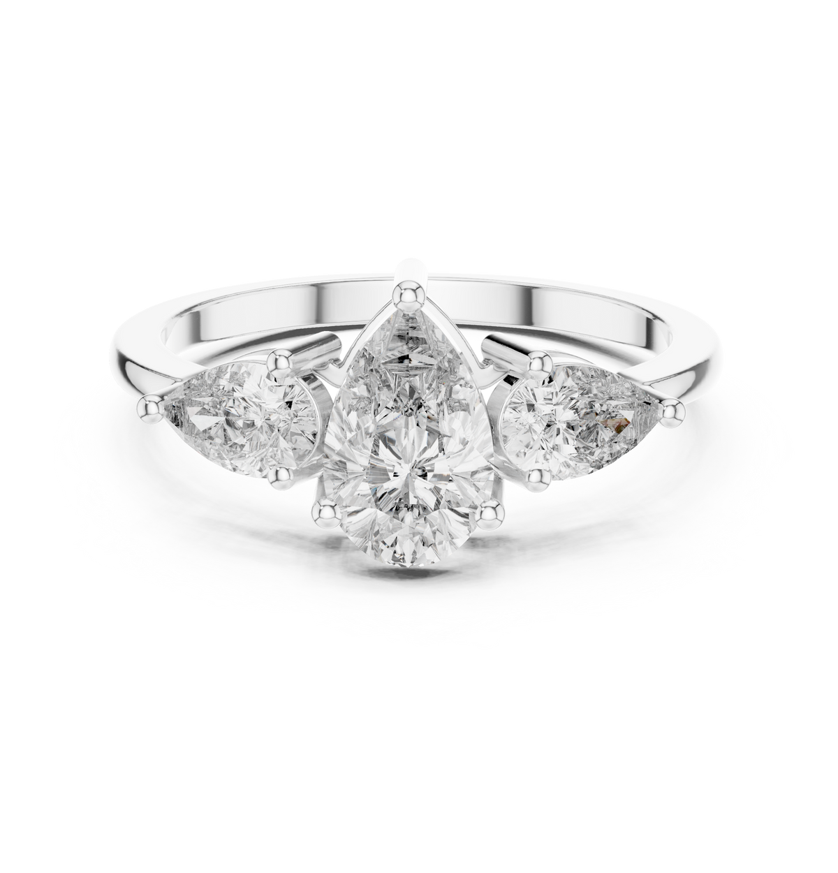 1.24 ct Pear Cut Diamond Three Stone Engagement Ring — Jewelix Atelier