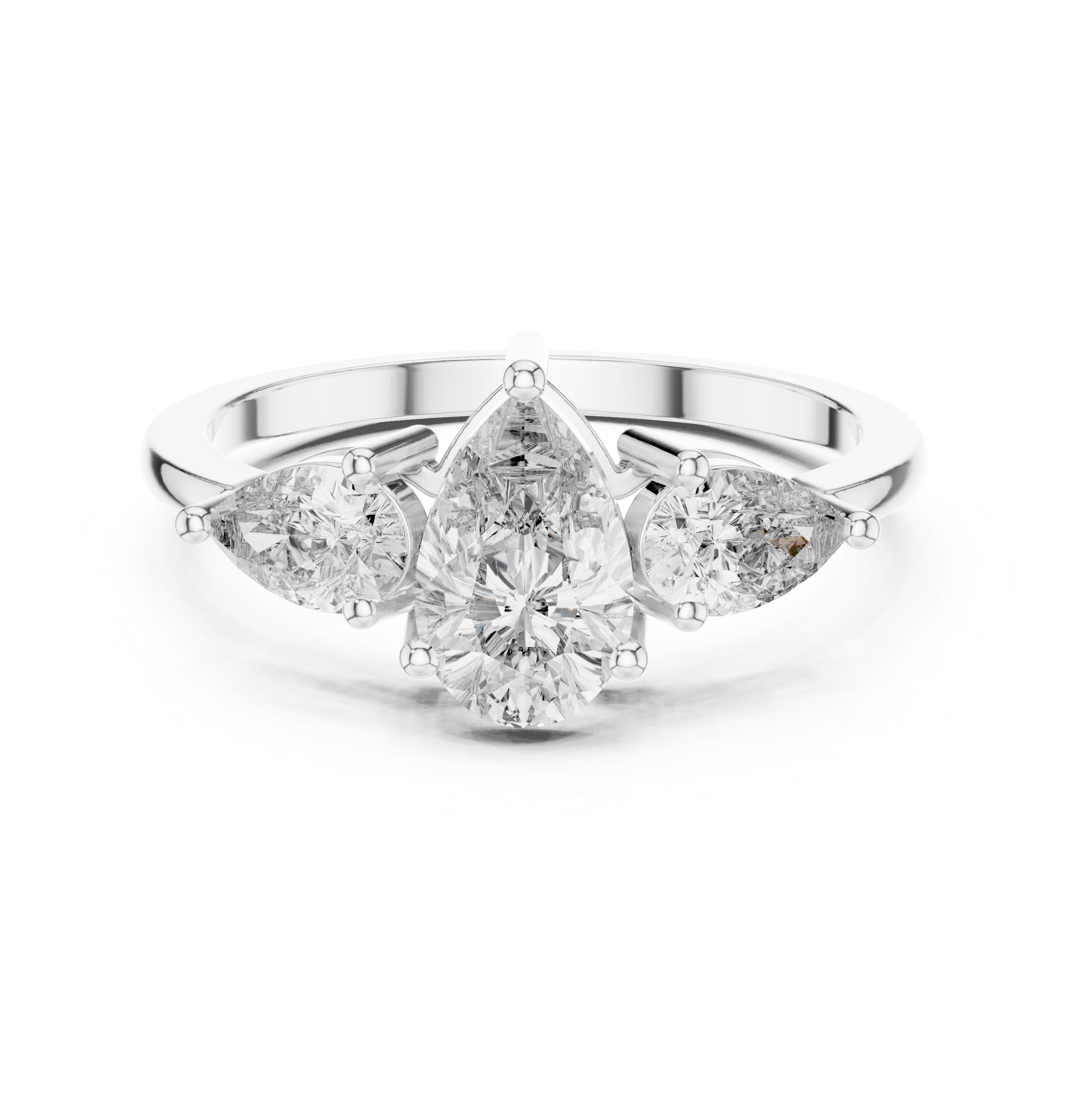 1.24 CT Pear Cut Diamond Three Stone Engagement Ring