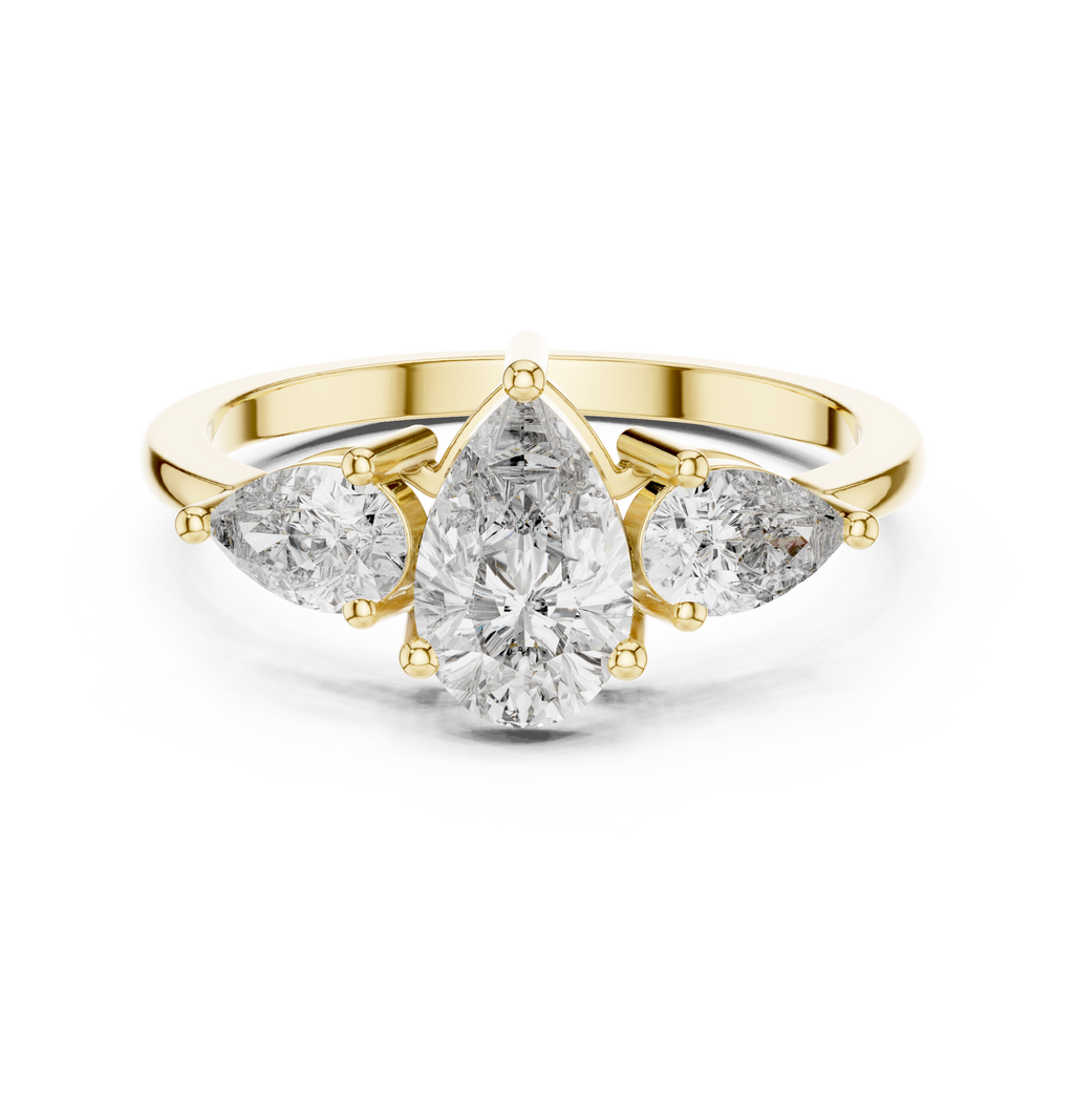 1.24 CT Pear Cut Diamond Three Stone Engagement Ring