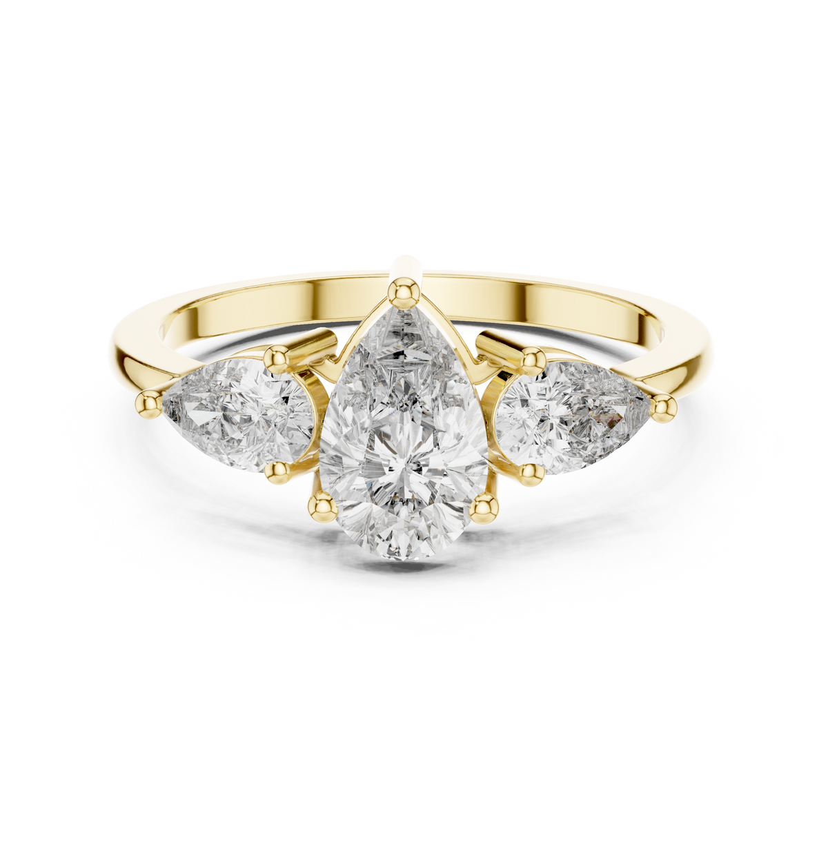 1.24 ct Pear Cut Diamond Three Stone Engagement Ring – view 9 of 12, lab grown diamond ring | Jewelix Atelier