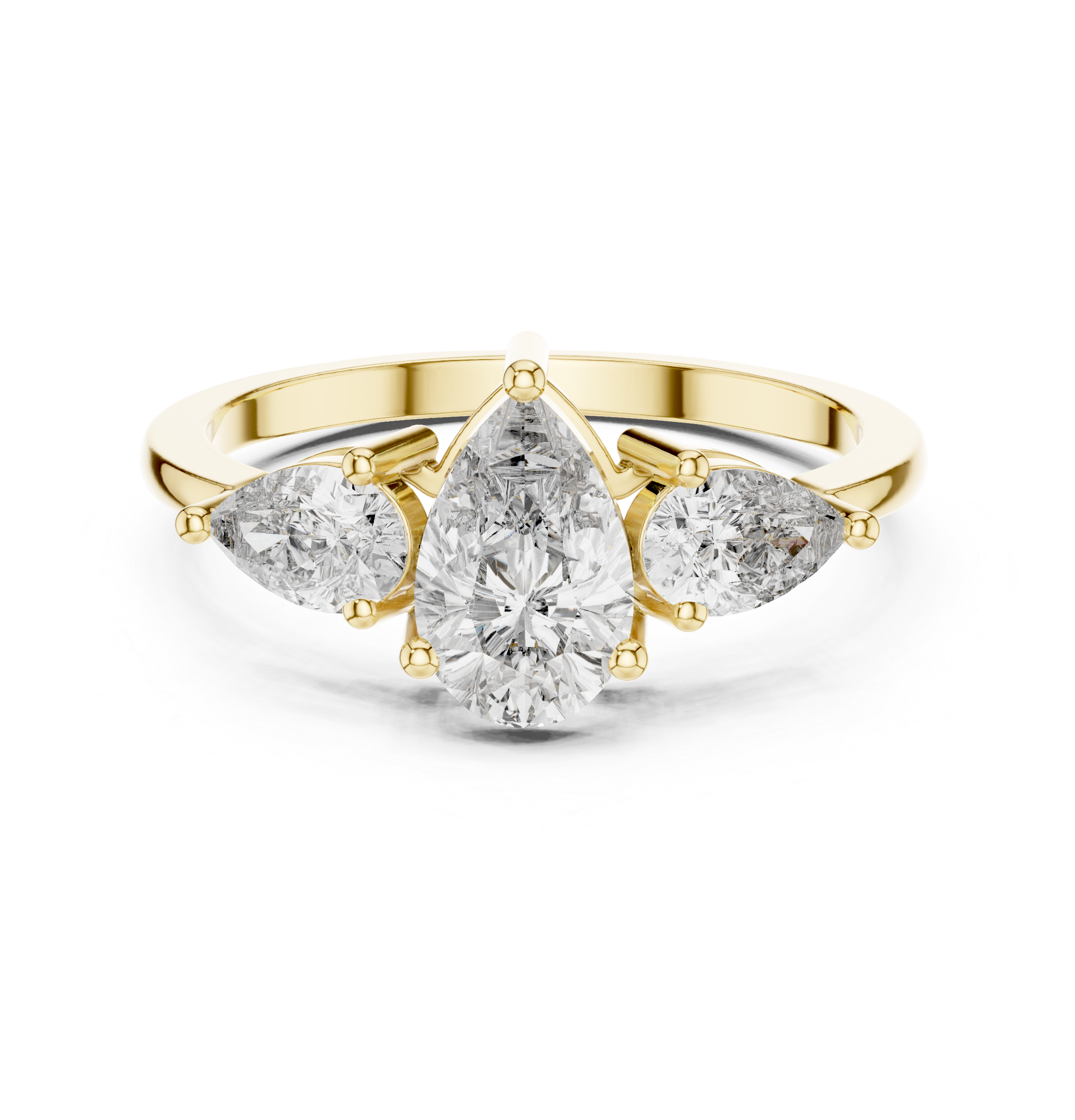 1.24 CT Pear Cut Diamond Three Stone Engagement Ring
