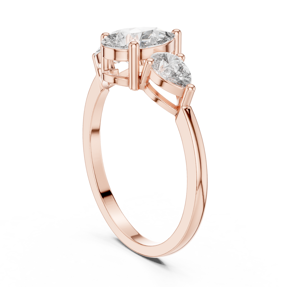 1.24 ct Pear Cut Diamond Three Stone Engagement Ring – view 6 of 12, lab grown diamond ring | Jewelix Atelier
