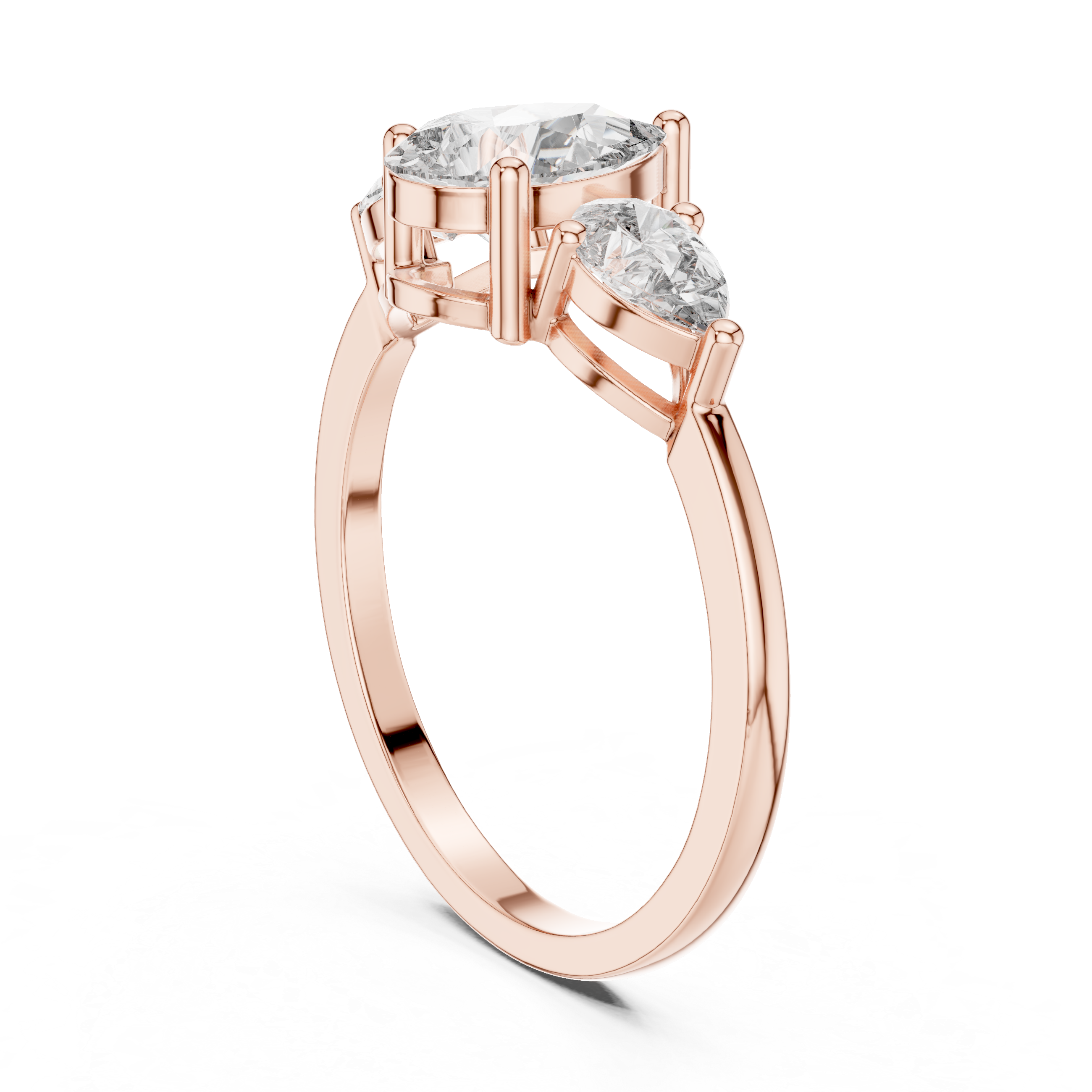 1.24 CT Pear Cut Diamond Three Stone Engagement Ring