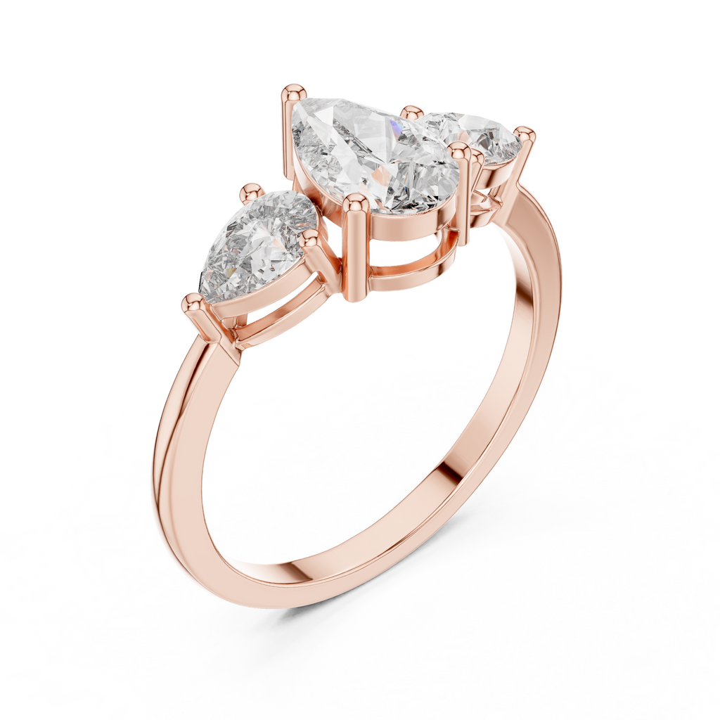1.24 CT Pear Cut Diamond Three Stone Engagement Ring