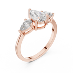 1.24 CT Pear Cut Diamond Three Stone Engagement Ring