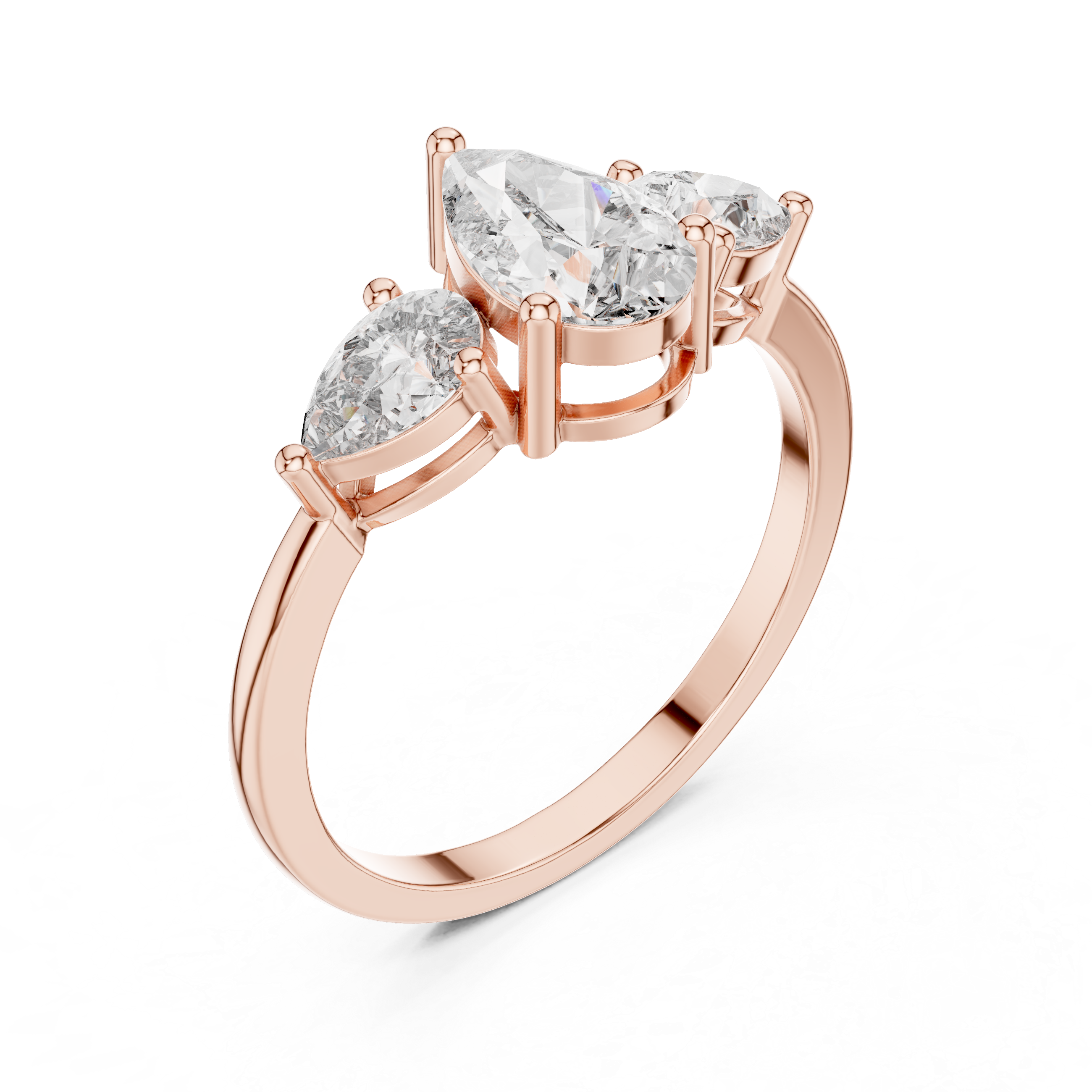 1.24 CT Pear Cut Diamond Three Stone Engagement Ring