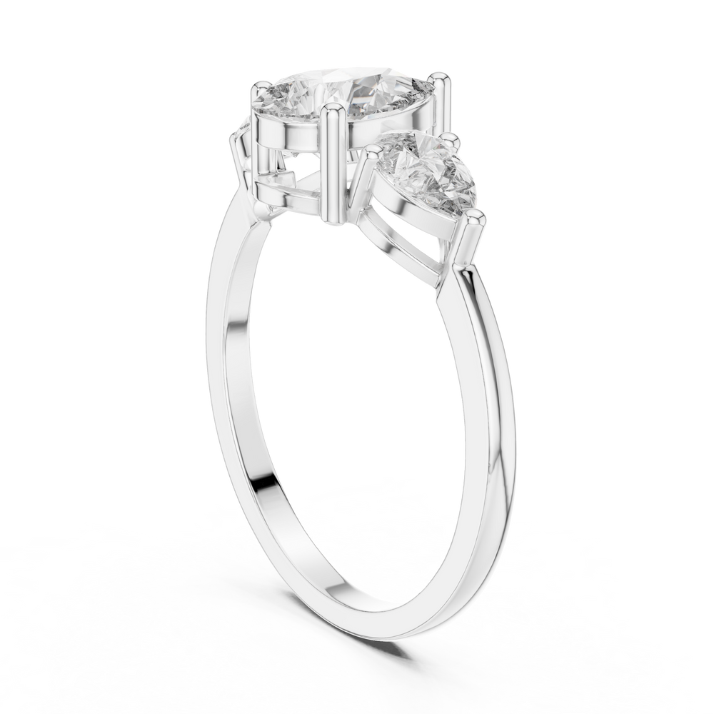 1.24 CT Pear Cut Diamond Three Stone Engagement Ring