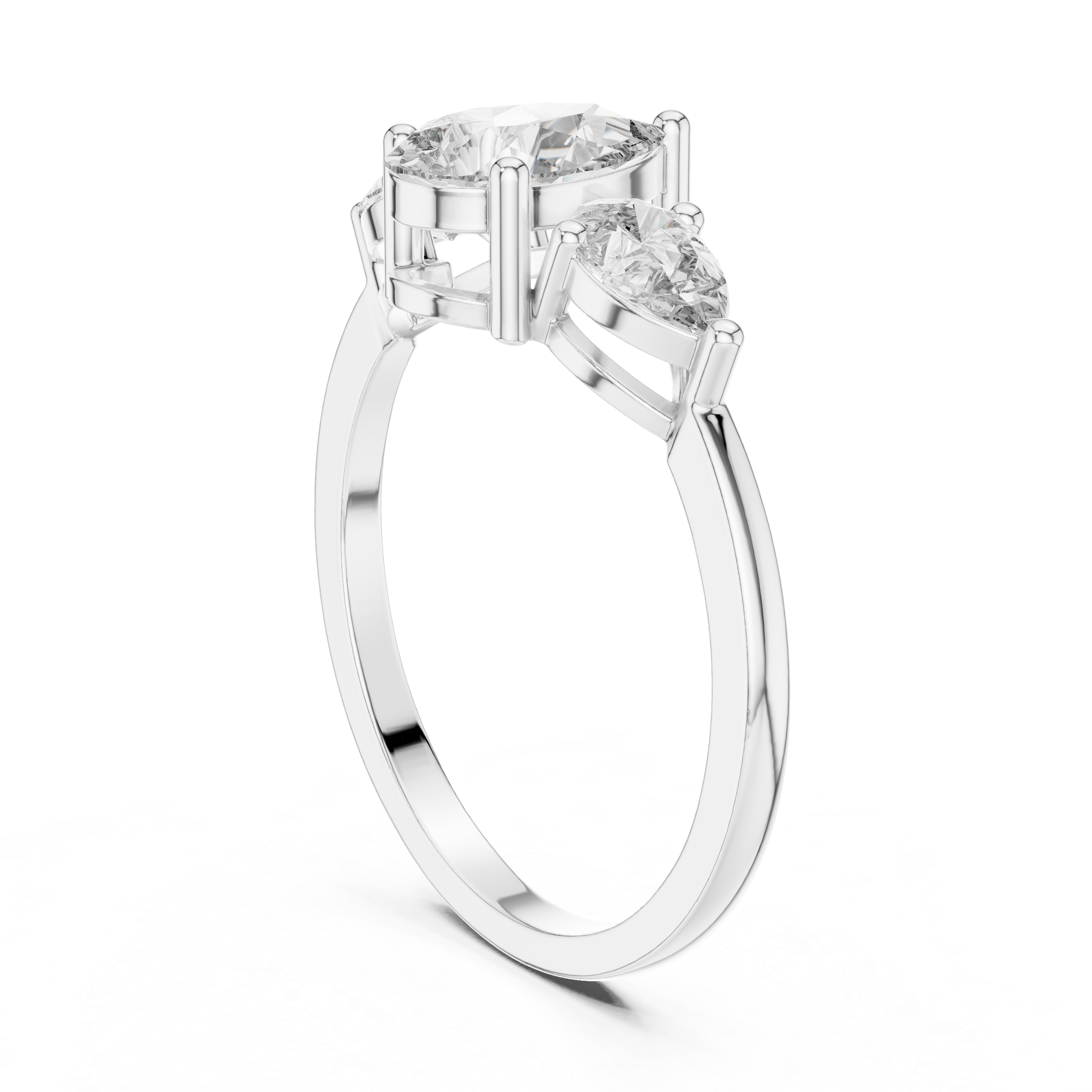 1.24 CT Pear Cut Diamond Three Stone Engagement Ring