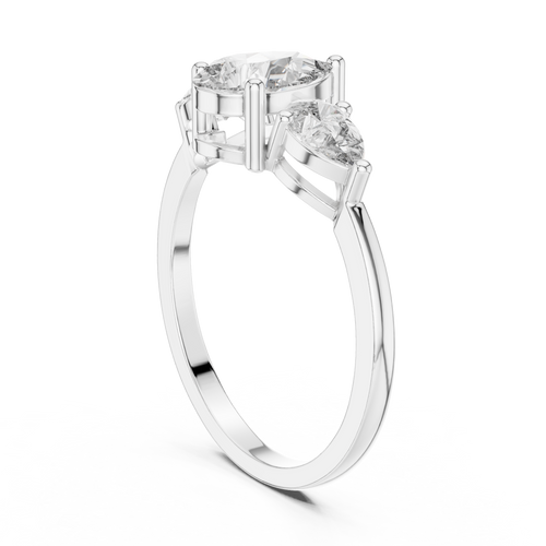1.24 ct Pear Cut Diamond Three Stone Engagement Ring – view 2 of 12, lab grown diamond ring | Jewelix Atelier