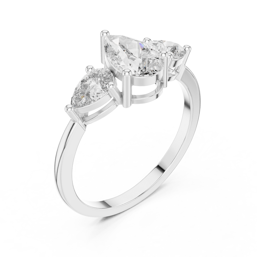 1.24 CT Pear Cut Diamond Three Stone Engagement Ring
