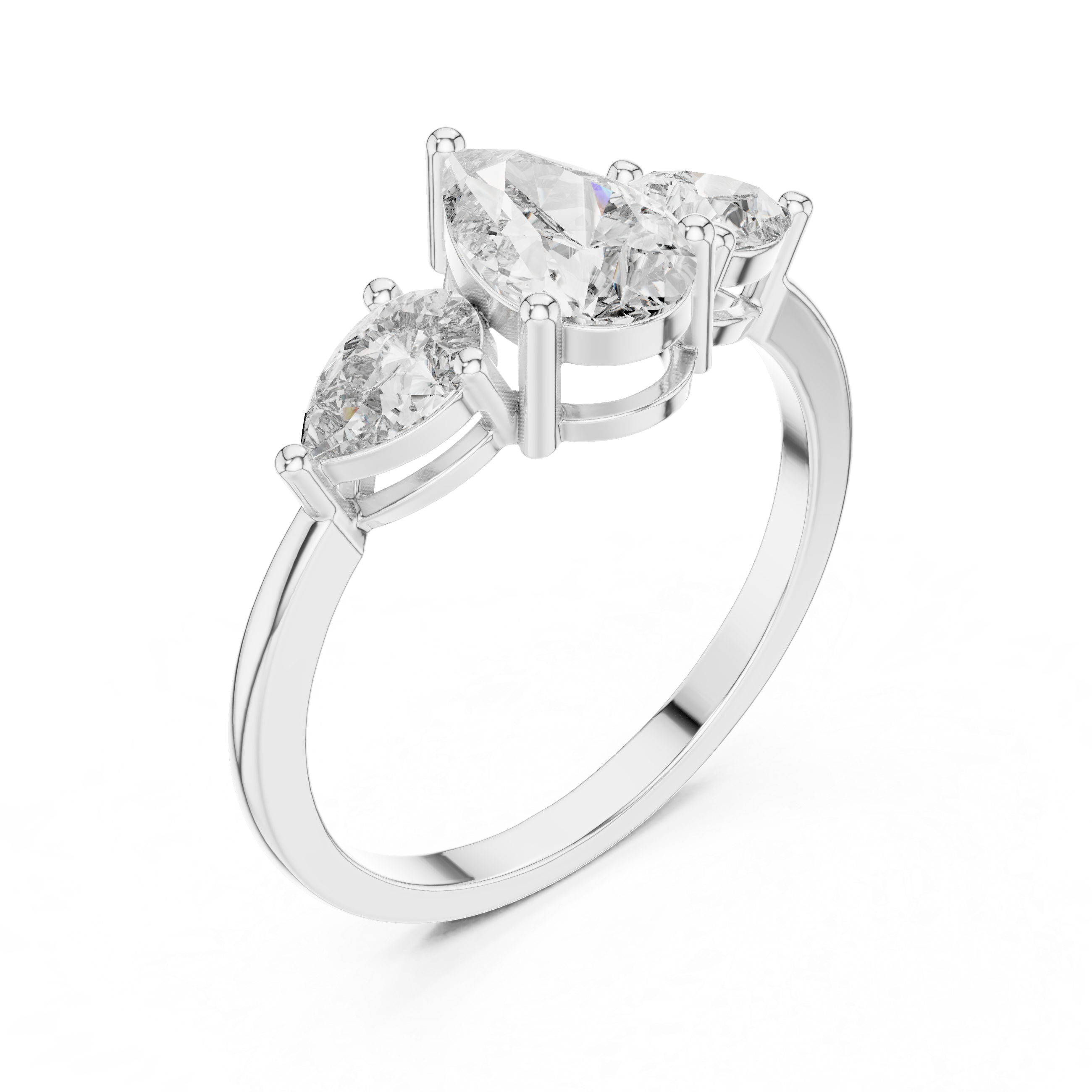 1.24 CT Pear Cut Diamond Three Stone Engagement Ring