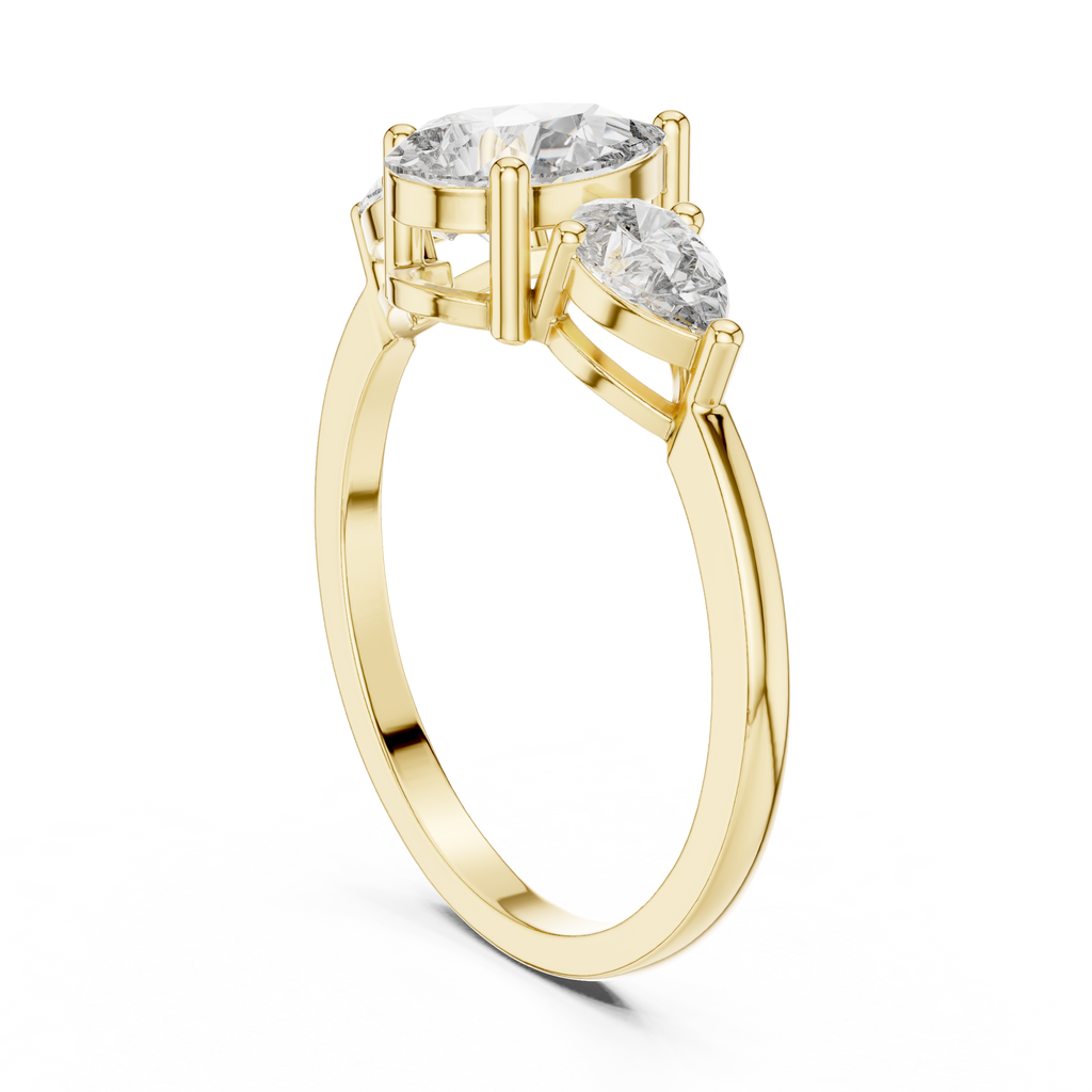 1.24 CT Pear Cut Diamond Three Stone Engagement Ring