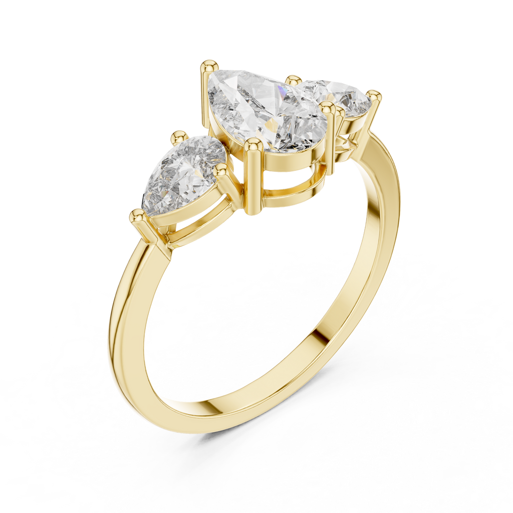 1.24 CT Pear Cut Diamond Three Stone Engagement Ring