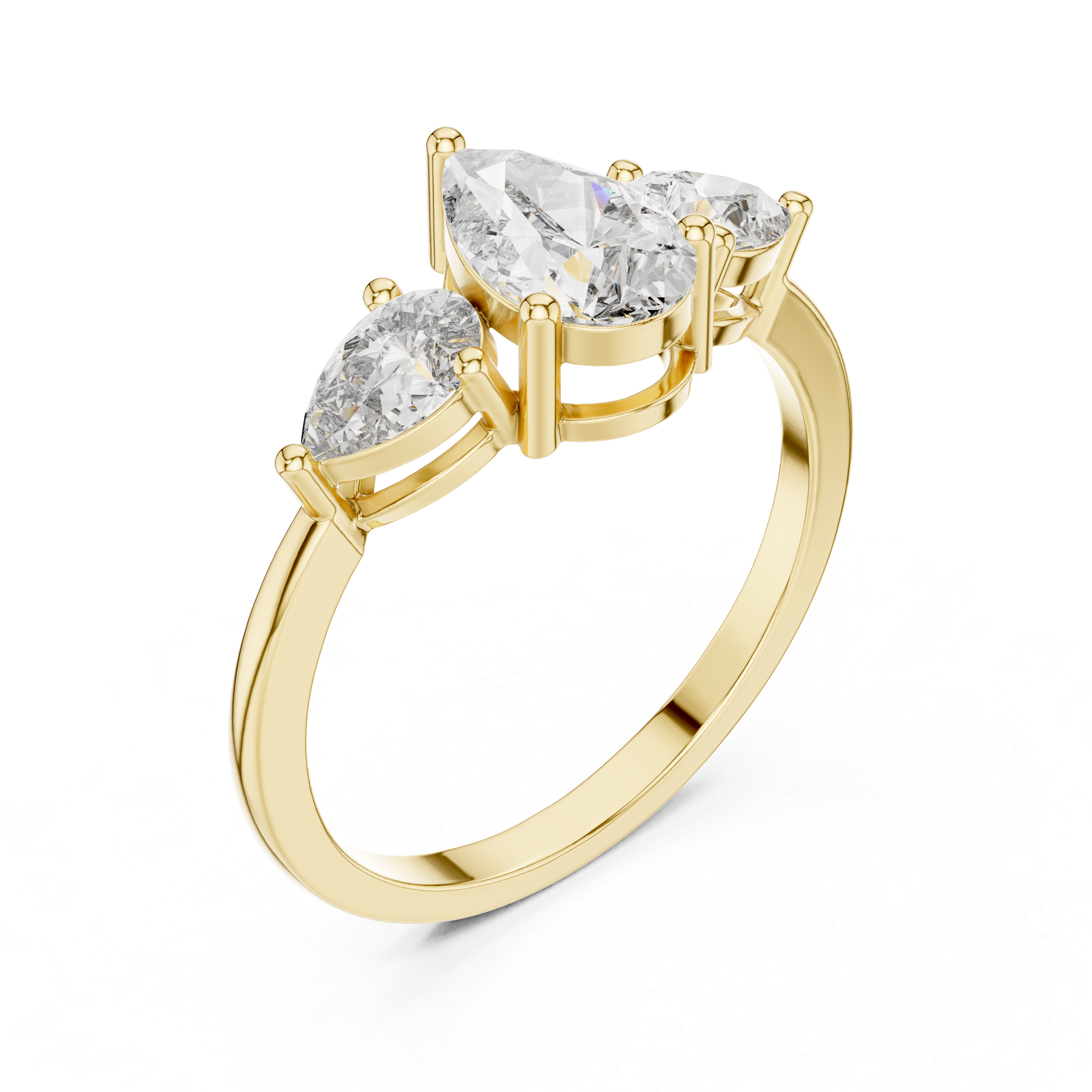 1.24 CT Pear Cut Diamond Three Stone Engagement Ring