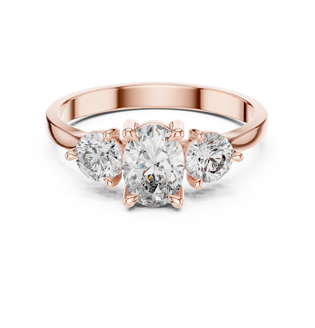 1.28 CT Oval Cut Diamond Three Stone Engagement Ring