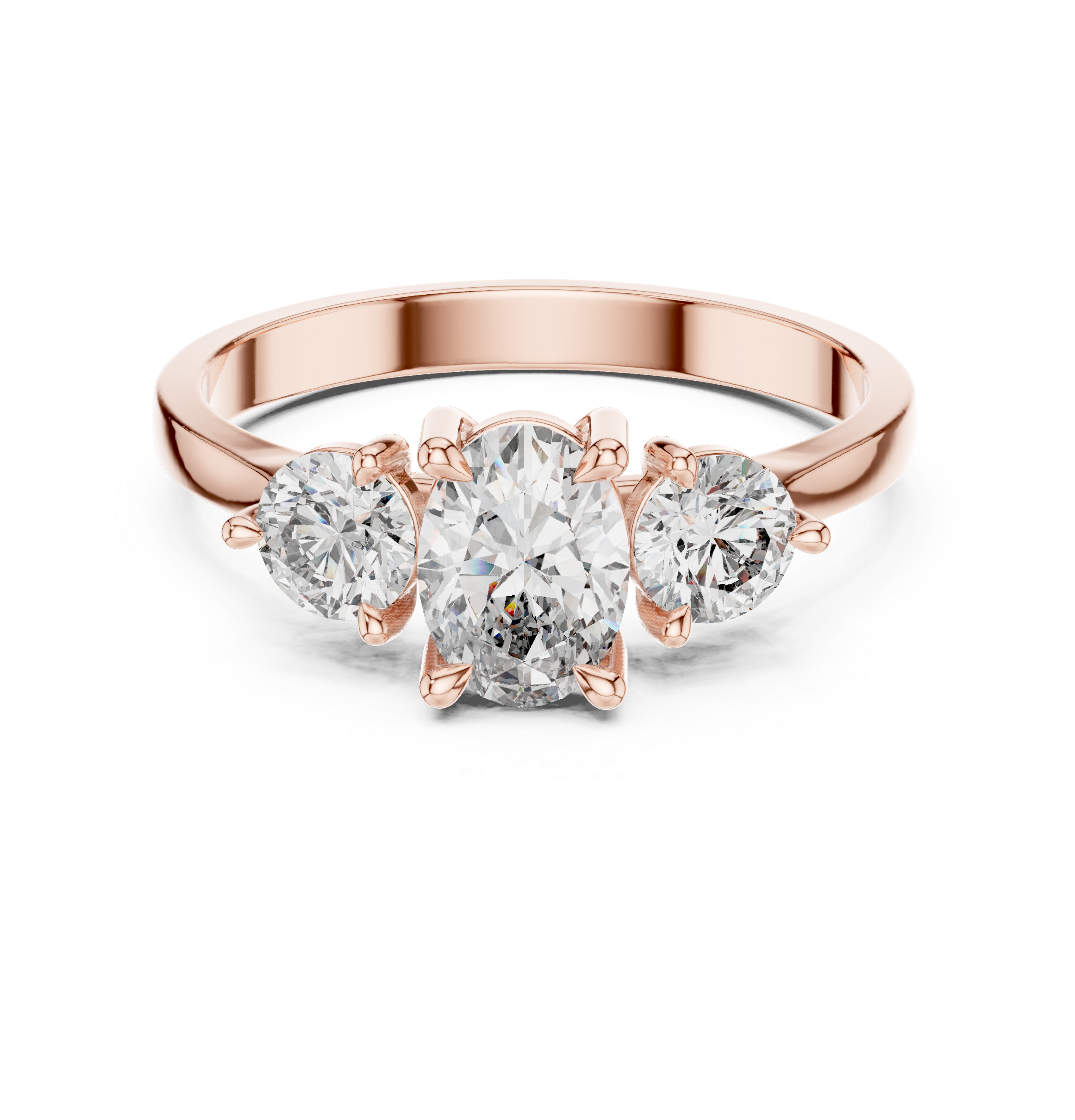 1.28 CT Oval Cut Diamond Three Stone Engagement Ring