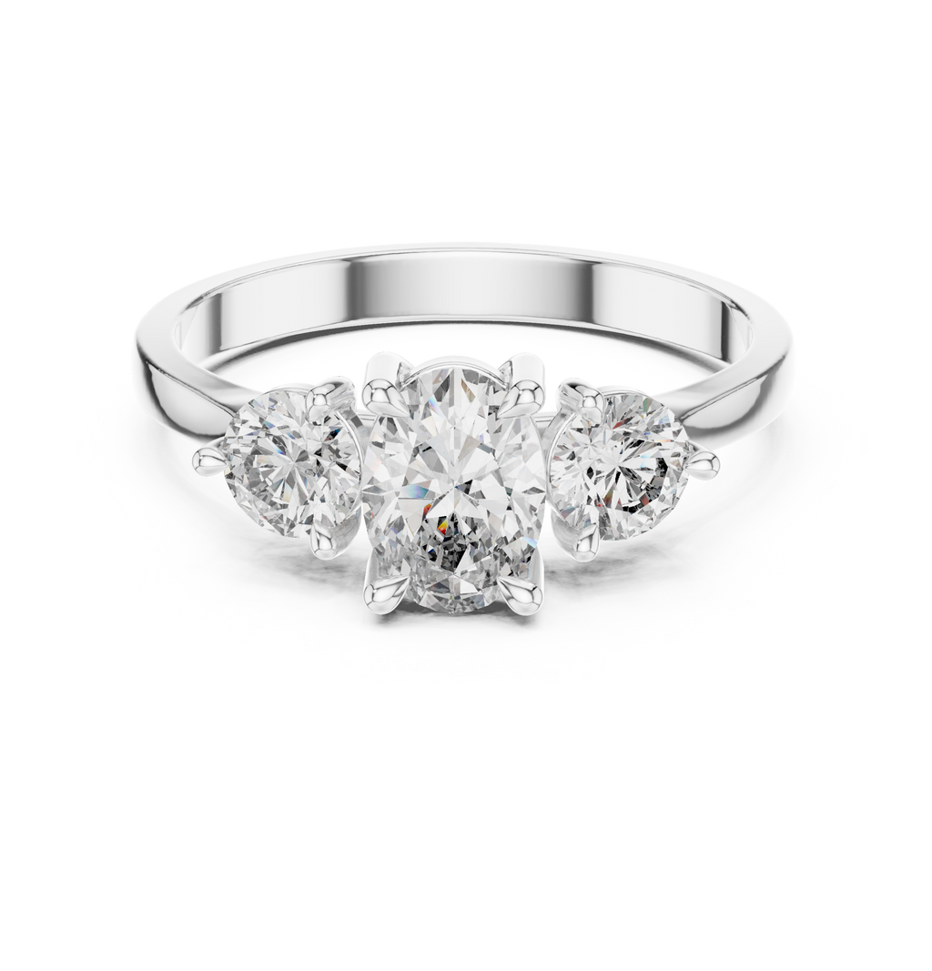 1.28 CT Oval Cut Diamond Three Stone Engagement Ring