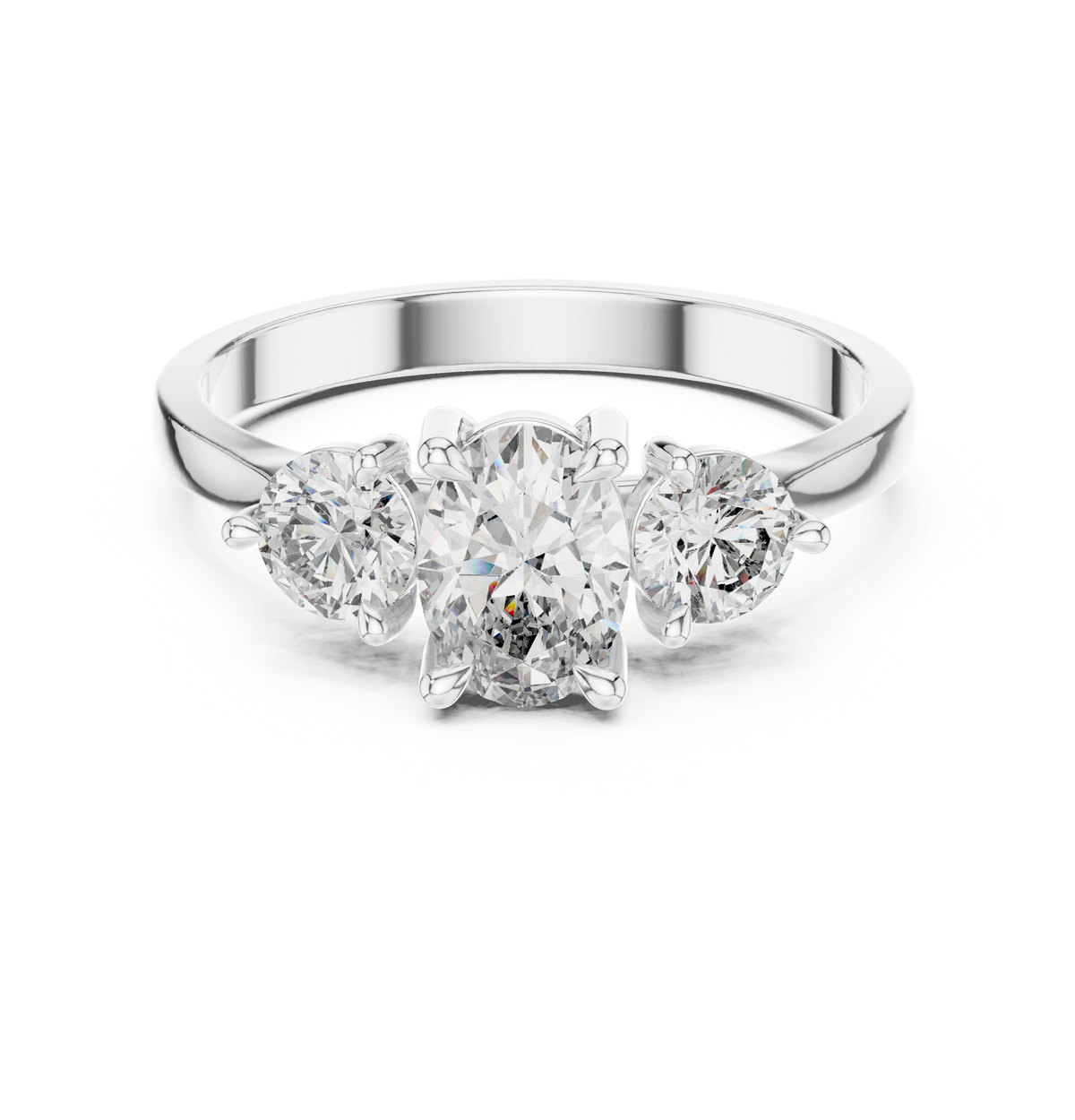 1.28 ct Oval Cut Diamond Three Stone Engagement Ring — Jewelix Atelier