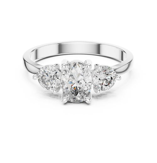 1.28 ct Oval Cut Diamond Three Stone Engagement Ring — Jewelix Atelier