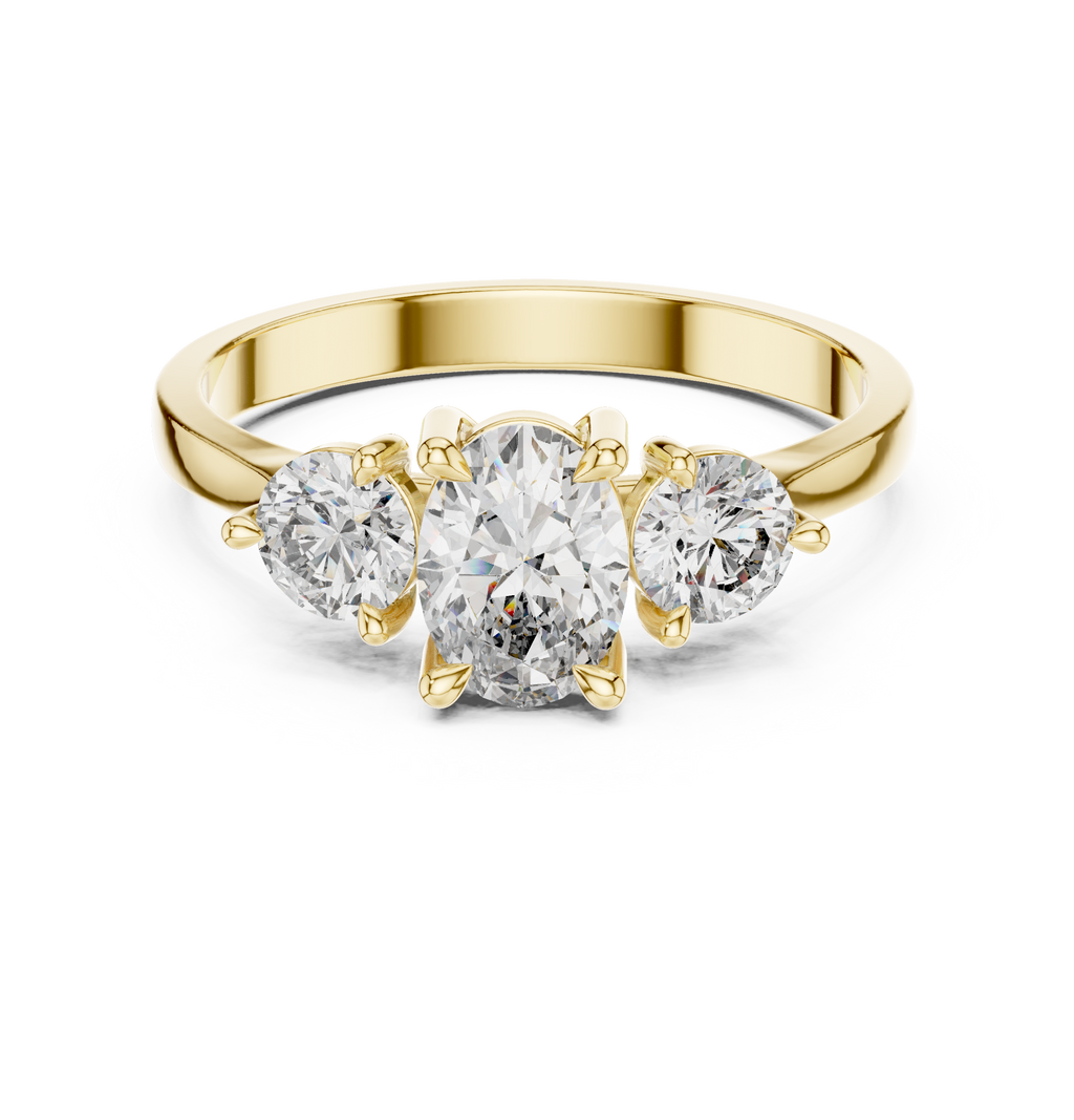 1.28 CT Oval Cut Diamond Three Stone Engagement Ring