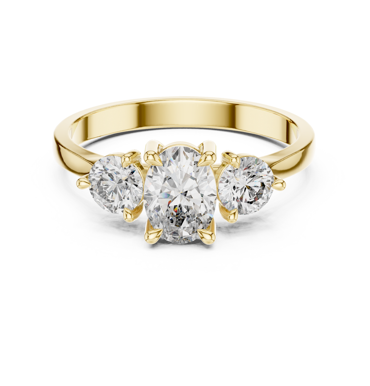 1.28 ct Oval Cut Diamond Three Stone Engagement Ring – view 9 of 12, lab grown diamond ring | Jewelix Atelier