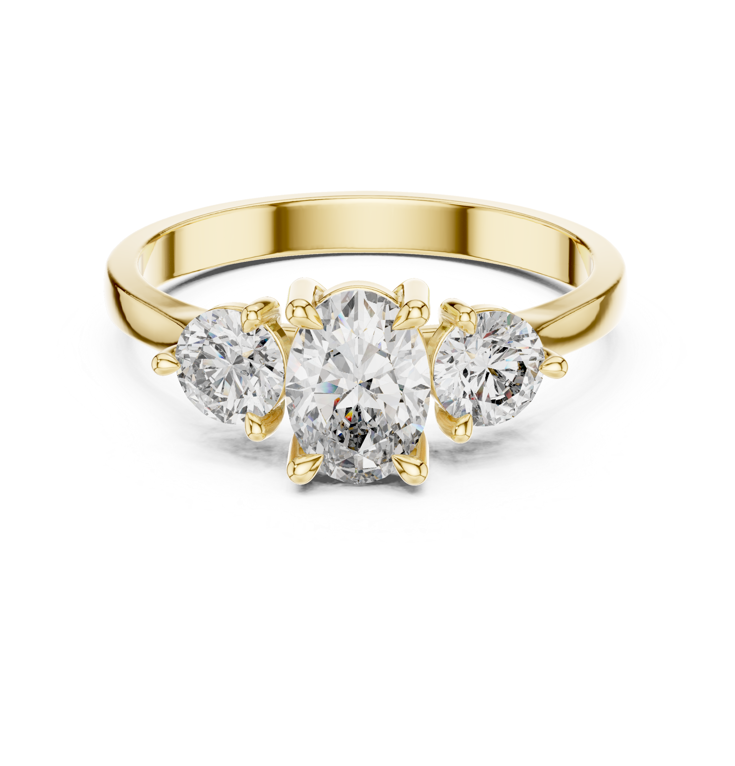 1.28 CT Oval Cut Diamond Three Stone Engagement Ring